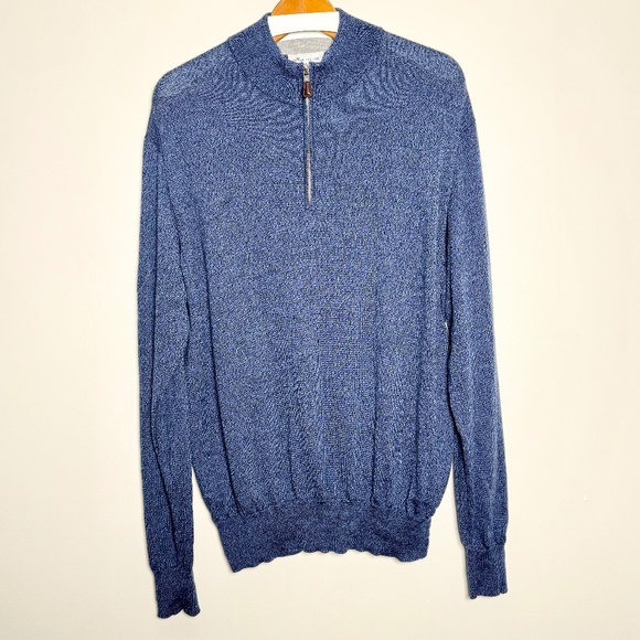 Peter Millar Crown Quarter Zip Soft Merino Wool Silk Blend Sweater Men's Sz XL - Picture 1 of 6